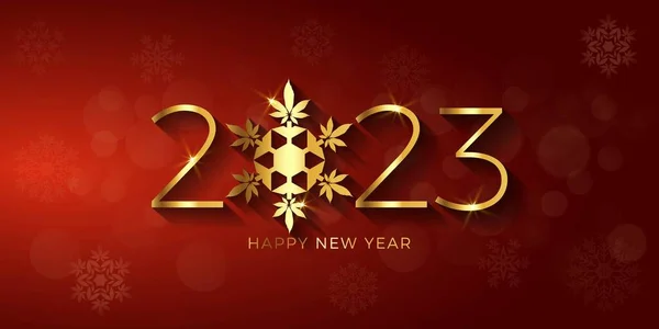 Feliz Año Nuevo 2023 Marihuana Copo Nieve — Vector de stock