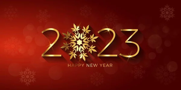新年快乐2023大麻雪片 — 图库矢量图片