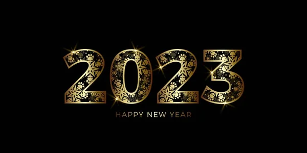 新年快乐2023爪子印雪花 — 图库矢量图片
