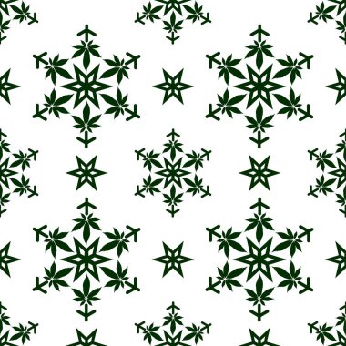 Kenevir yapraklı Noel kar taneleri kusursuz vektör deseni