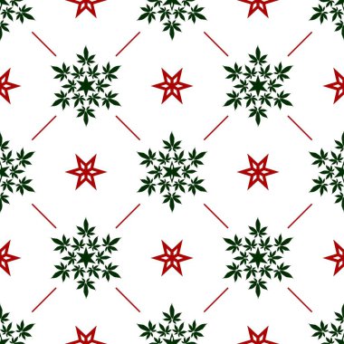 Kenevir yapraklı Noel kar taneleri kusursuz vektör deseni