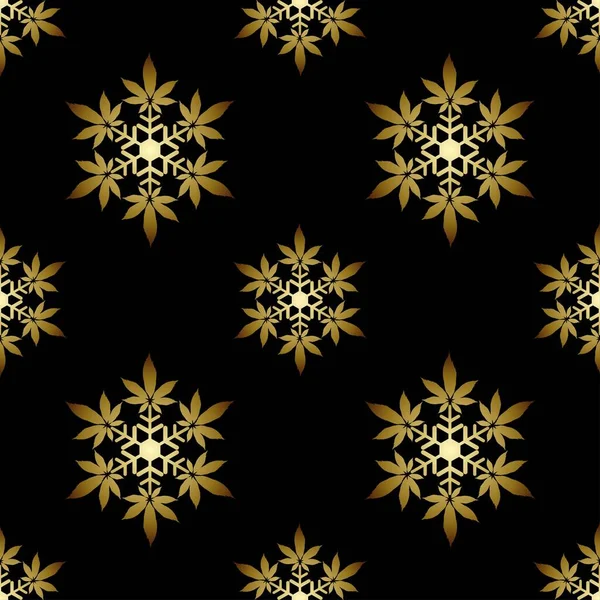 Χριστουγεννιάτικες Νιφάδες Χιονιού Φύλλα Κάνναβης Χωρίς Ραφή Διανυσματικό Μοτίβο — Διανυσματικό Αρχείο
