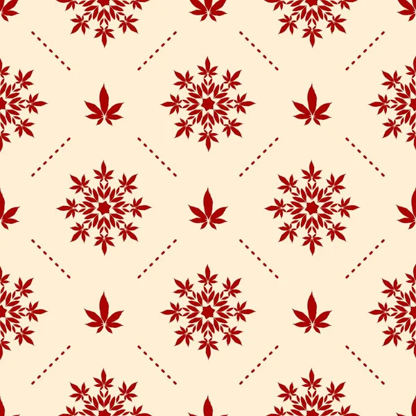 Рождественские Снежинки Бесшовным Векторным Рисунком Листьев Конопли — стоковый вектор