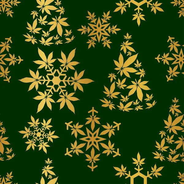 Рождественская Елка Бесшовным Рисунком Листьев Конопли — стоковый вектор