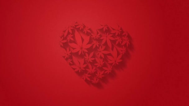 Heart Marijuana Leaves Animation — Stockvideo