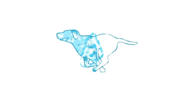 Watercolor Running Dog Animation — Vídeos de Stock