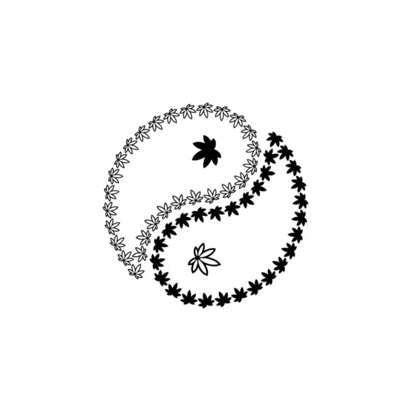Yin Yang Symbol Med Cannabisblad — Stock vektor