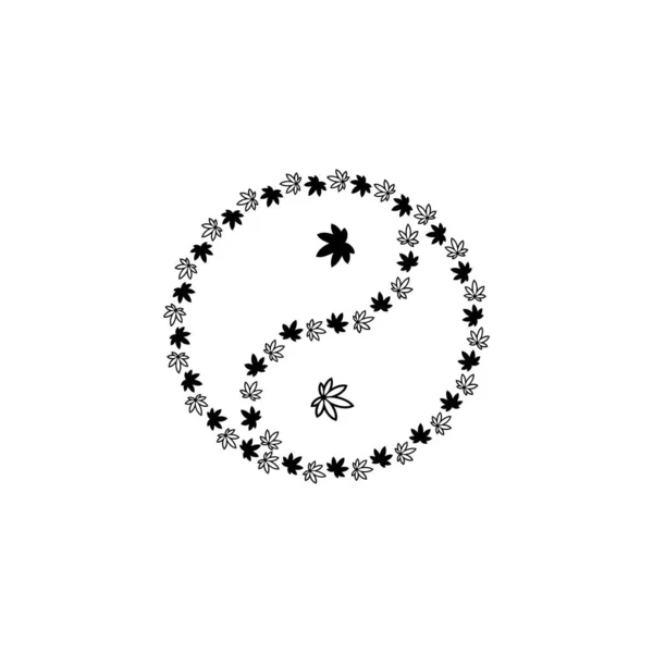 Yin Yang Symbole Avec Des Feuilles Cannabis — Image vectorielle