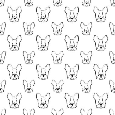 Fransız buldogu kusursuz vektör deseni