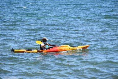 Denizde ve ufukta yelkenli,