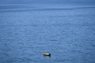 boat on the lake ship at sea and beautiful landscape, clipart