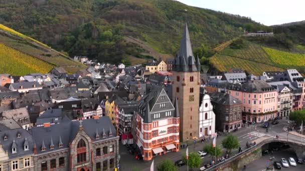 Légi Kilátás Landshut Castle Bernkastel Kues Moselle River Moselle Valley — Stock videók