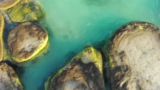 Aerial Drone Shot Ancient Stromatolites Também Conhecido Como Pedras Vivas — Vídeo de Stock