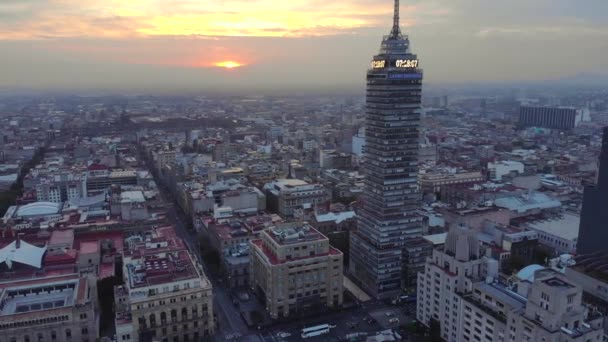 Flygdrönarbild Soluppgången Mexico City Mexikos Huvudstad Ciudad Mexico Skyline Högkvalitativ — Stockvideo