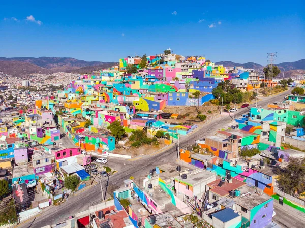 Colorful Buildings Cubitos District Pachuca Hidalgo State Mexico Grand Mural Imagine de stoc