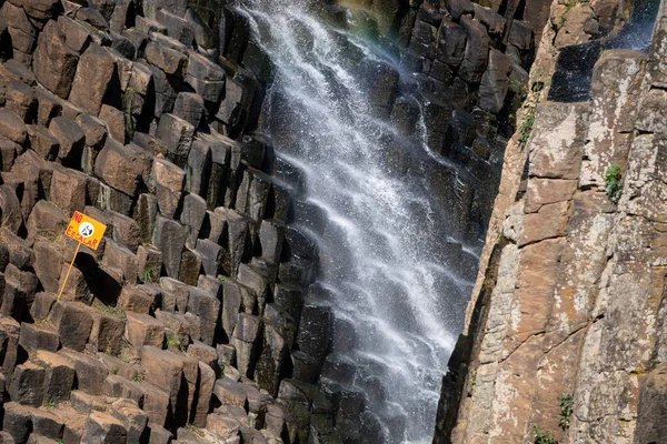 Basaltic Prisms, National Park with Waterfall geometric formations, Pleistocene era, Natural wonder. Hidalgo, Mexico.
