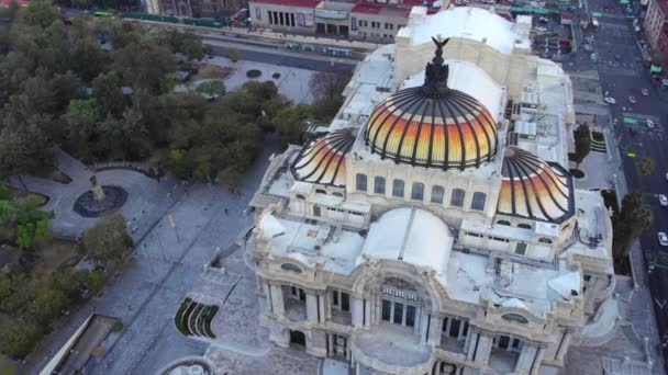 Luchtfoto Van Zonsopgang Mexico City Hoofdstad Van Mexico Bellas Artes — Stockvideo