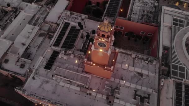 Sunrise Drone Shot Mexique Vue Aérienne Cathédrale Merida Grand Plaza — Video