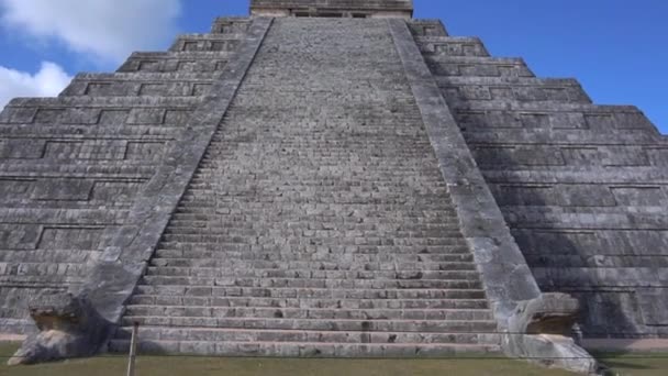 Эль Кастильо Храм Кукулкан Известный Пирамида Чичен Ица Одна Самых — стоковое видео