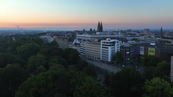 Bremen Alemania Vista Aérea Del Centro Histórico Bremen Amanecer Uhd — Vídeo de stock