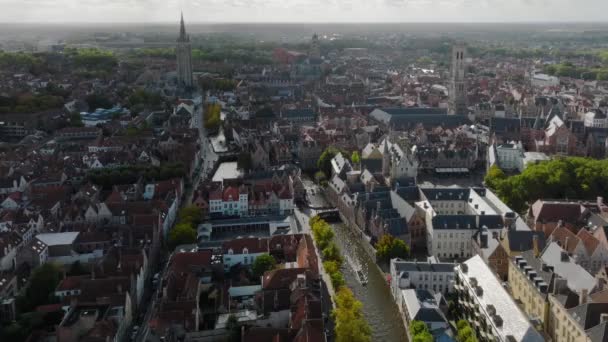 Luchtfoto Van Brugge Brugge Het Nederlands Brugge Prachtige Middeleeuwse Historische — Stockvideo