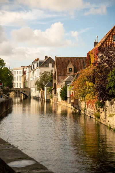 stock image The City of Bruges in Dutch Brugge is the Beautiful Medieval Historical City. Architecture details in a sunny day. 