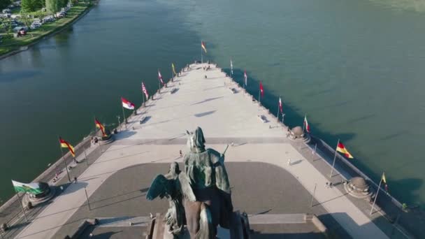 Deutsches Eck Γερμανική Γωνιακή Πρωτεύουσα Στο Koblenz Όπου Ποταμός Mosel — Αρχείο Βίντεο