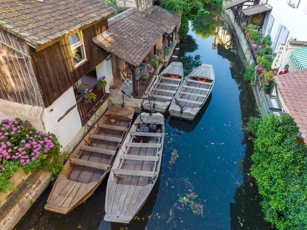 stock image La Petite Venise or Little Venice in Colmar, Alsace, France. Morning time Aerial Drone Shot. High Quality picture