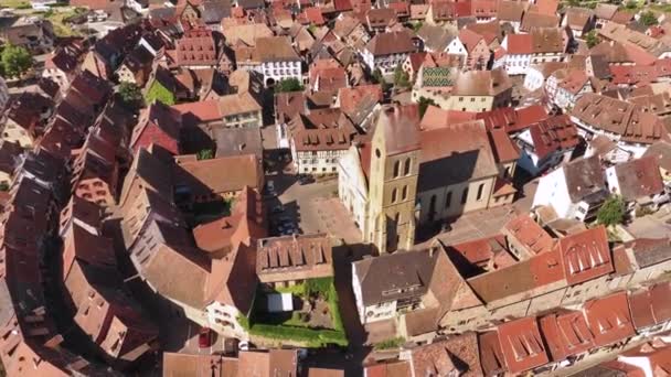 Fransa Nın Alsace Eyaletindeki Eguisheim Köyünün Insansız Hava Aracı Saldırısı — Stok video