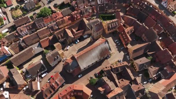 Fransa Nın Alsace Eyaletindeki Eguisheim Köyünün Insansız Hava Aracı Saldırısı — Stok video