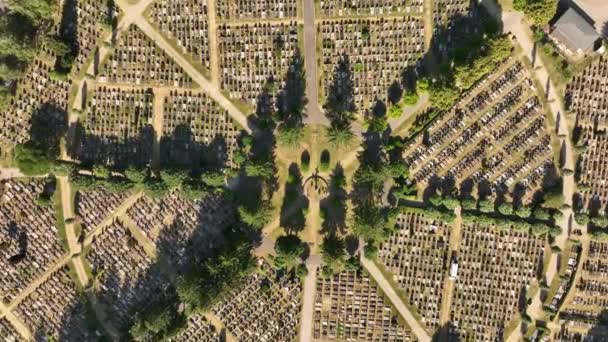 Κάτοψη Ενός Νεκροταφείου Στο Στρασβούργο Αεροφωτογραφία Την Ηλιόλουστη Μέρα Μοτίβο — Αρχείο Βίντεο