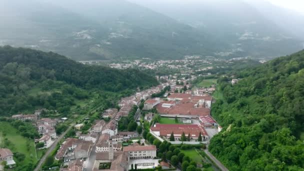 Drone Aéreo Vista Vittorio Veneto Cidade Histórica Alpes Montanhas Província — Vídeo de Stock