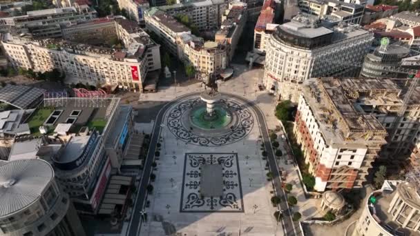Aerial Shot Central Square Macedonia Skopje Republic North Macedonia Vista — Vídeo de stock