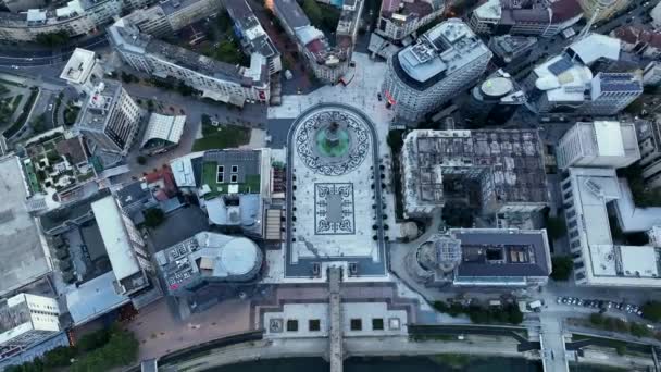 Pengambilan Gambar Dari Alun Alun Pusat Makedonia Skopje Republik Makedonia — Stok Video