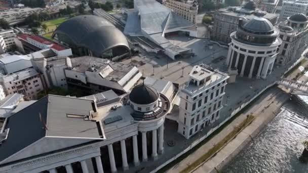 Skopje Republic North Macedonia Aerial Streets Town High Quality — Stock Video