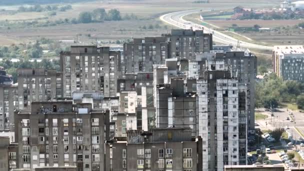 Aerial Shot Living Discrict Belgrado Sérvia Edifícios Típicos Vários Apartamentos — Vídeo de Stock