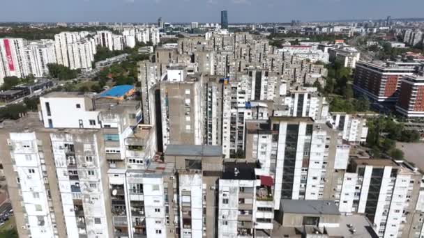Aerial Shot Living Discrict Belgrad Serbien Typiska Socialistiska Multi Flat — Stockvideo