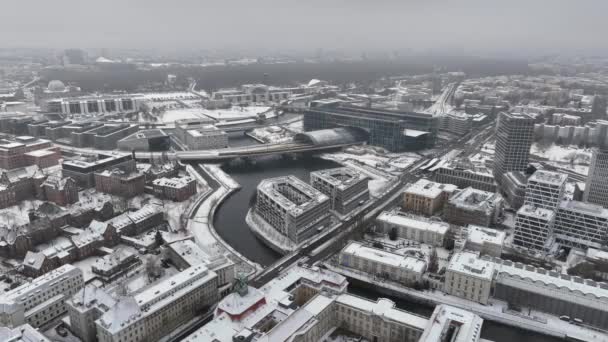 Центральний Залізничний Вокзал Берліна Взимку Зверху Столиця Німеччини Повітряний Зимовий — стокове відео