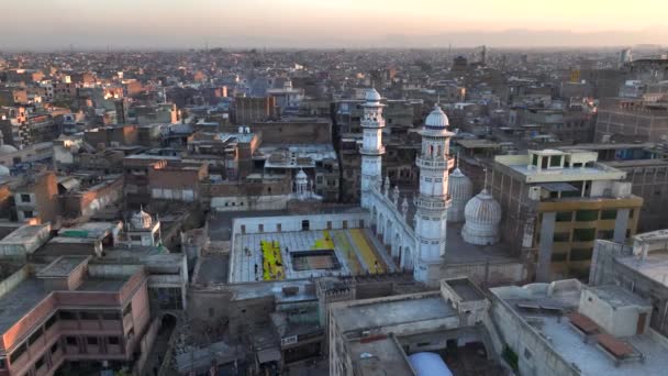 Masjid Peshawar Mahabat Khan Drone Udara Yang Dibuat Pakistan Benteng — Stok Video