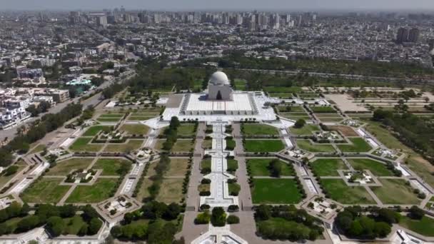 カラチパキスタンのランドマーク 観光地 街並みのクワイドの墓としても知られるマザール Quaidの航空映像 4K映像について — ストック動画