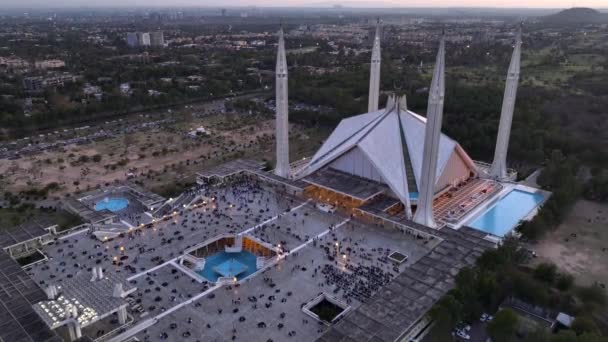 Faisal Mešita Islámábádu Soumraku Modlitby Shromáždily Největší Mešitě Pákistánu Jíst — Stock video