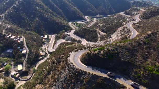 Widok Lotu Ptaka Autostrady Przez Góry Pendżab Chhyber Pakhtunkhwa Pakistan — Wideo stockowe
