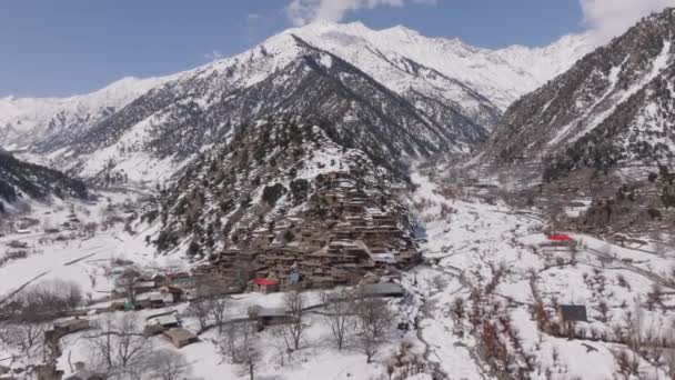 Село Калаша Бамбуретській Долині Північному Пакистані Зимовий Час Вид Повітря — стокове відео
