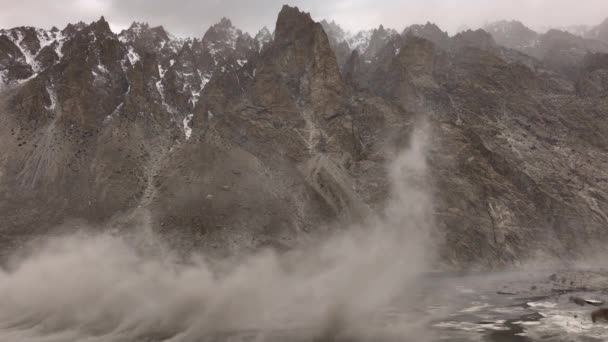 Tempête Sable Dans Himalaya Sandification Menant Aux Plaines Désertiques Gojal — Video