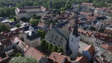 Weimar 'ın eski kültür şehri Thüringen, Almanya' daki hava aracı görüntüleri. Yaz günü. Yüksek kalite 4k görüntü