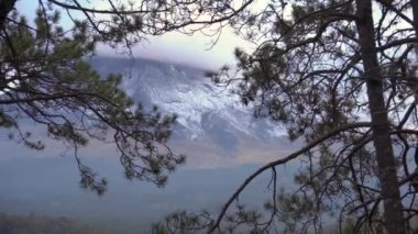 Close up magnification view on Volcano Popocatepetl from Iztaccihuatl, Mexico. Slow Motion