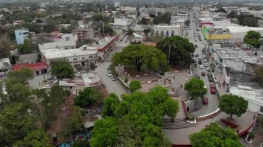 Ciudad de Valle City, Central Park, San Luis Potosi, Mexico, Drone Shot, Cloudy weather. 4k