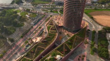 Seville Kulesi, Hava Drone Manzarası Sunnt Günü. Sevilla, İspanya 'da 