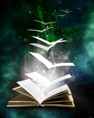 Uçan sayfalı sihirli kitap