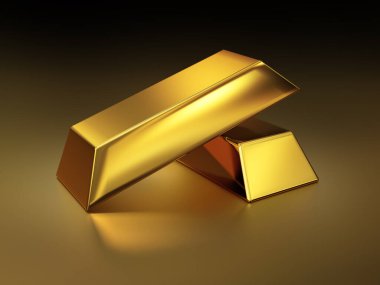 altın çubuklar; 3d render